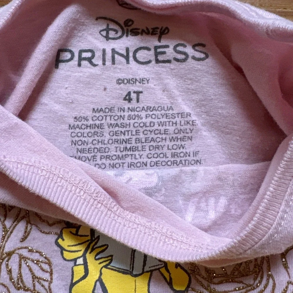 Disney Princess Belle Graphic Tee Kids Pink Excellent Long Sleeve SIZE 4T‎